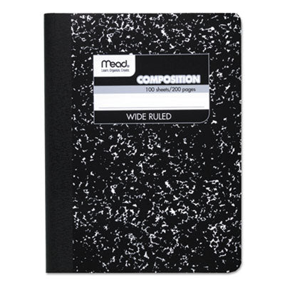 MEAD PRODUCTS Composition Book, Wide/Legal Rule, Black Cover, (100) 9.75 x 7.5 Sheets - OrdermeInc