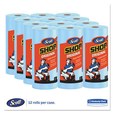 Scott® Shop Towels, Standard Roll, 1-Ply, 9.4 x 11, Blue, 55/Roll, 12 Rolls/Carton - OrdermeInc