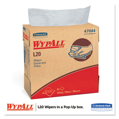 WypAll® L20 Towels, POP-UP Box, 4-Ply, 9.1 x 16.8, Unscented, White, 88/Box, 10 Boxes/Carton - OrdermeInc