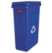 RUBBERMAID COMMERCIAL PROD. Slim Jim Plastic Recycling Container with Venting Channels, 23 gal, Plastic, Blue - OrdermeInc