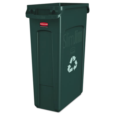 Rubbermaid® Commercial Slim Jim Plastic Recycling Container with Venting Channels, 23 gal, Plastic, Green OrdermeInc OrdermeInc