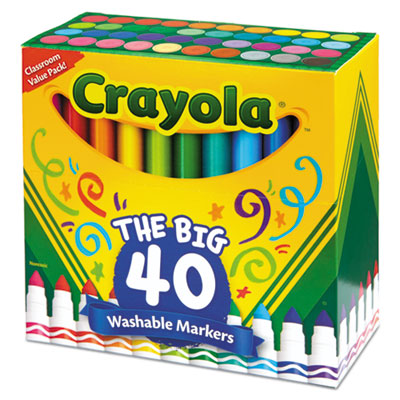 BINNEY & SMITH / CRAYOLA Ultra-Clean Washable Markers, Broad Bullet Tip, Assorted Colors, 40/Set - OrdermeInc