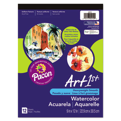 Pacon® Artist Watercolor Paper Pad, Unruled, Yellow Cover, 12 White 9 x 12 Sheets - OrdermeInc