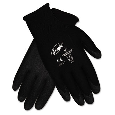 MCR SAFETY Ninja HPT PVC Coated Nylon Gloves, Large, Black, 12/Pack - OrdermeInc