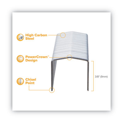 Bostitch® B8 PowerCrown Premium Staples, 0.38" Leg, 0.5" Crown, Steel, 5,000/Box - OrdermeInc