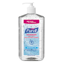 GO-JO INDUSTRIES Advanced Hand Sanitizer Refreshing Gel, 20 oz Pump Bottle, Clean Scent, 12/Carton - OrdermeInc