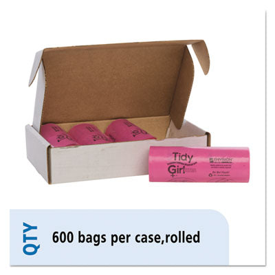 Feminine Hygiene Sanitary Disposal Bags, 4" x 10", Pink/Black, 150 Bags/Roll, 4 Rolls/Carton OrdermeInc OrdermeInc