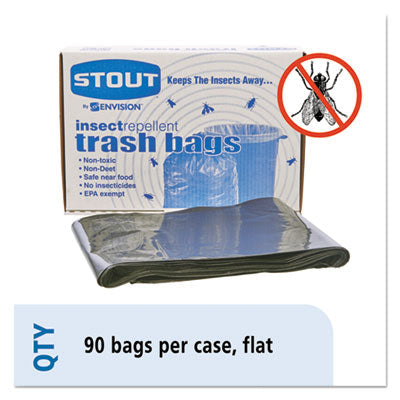 Insect-Repellent Trash Bags, 30 gal, 2 mil, 33" x 40", Black, 90/Box OrdermeInc OrdermeInc
