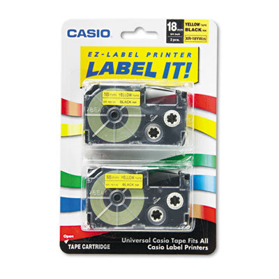 Tape Cassettes for KL Label Makers, 0.75" x 26 ft, Black on Yellow, 2/Pack OrdermeInc OrdermeInc
