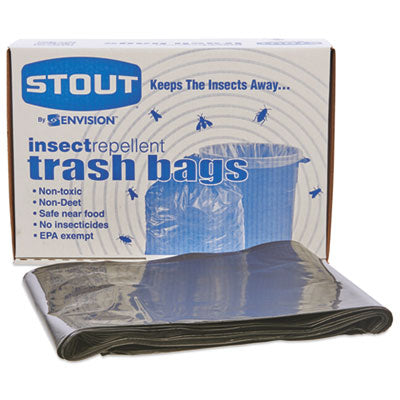 Stout® by Envision™ Insect-Repellent Trash Bags, 55 gal, 2 mil, 37" x 52", Black, 65/Box OrdermeInc OrdermeInc