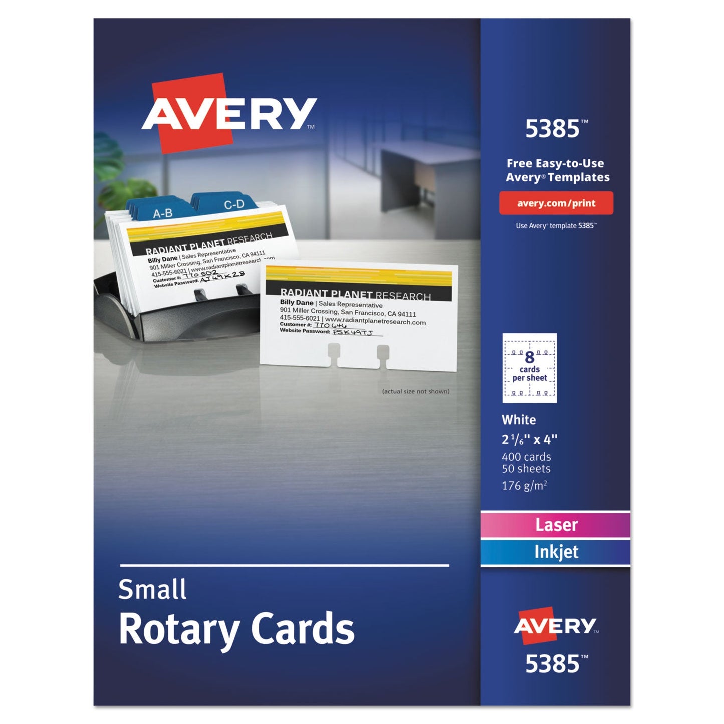 Small Rotary Cards, Laser/Inkjet, 2.17 x 4, White, 8 Cards/Sheet, 400 Cards/Box OrdermeInc OrdermeInc