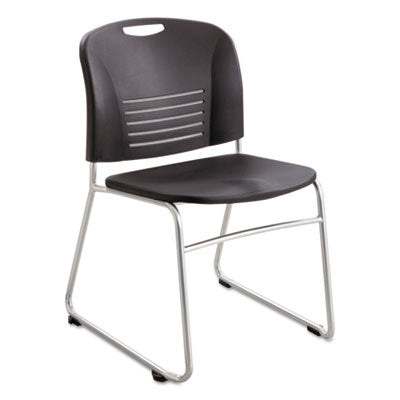 Vy Series Stack Chairs, Supports Up to 350 lb, 18.75" Seat Height, Black Seat, Black Back, Silver Base, 2/Carton OrdermeInc OrdermeInc