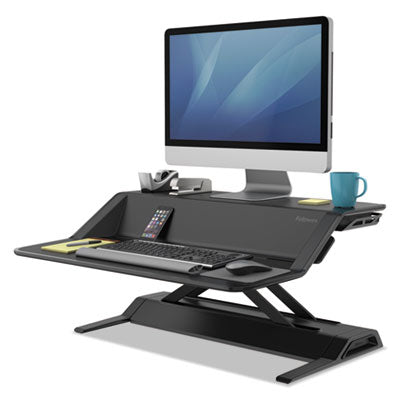 FELLOWES MFG. CO. Lotus Sit-Stands Workstation, 32.75" x 24.25" x 5.5" to 22.5", Black - OrdermeInc