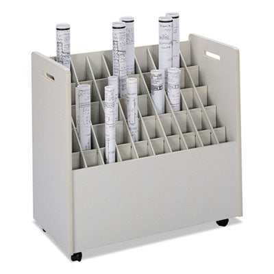 SAFCO PRODUCTS Laminate Mobile Roll Files, 50 Compartments, 30.25w x 15.75d x 29.25h, Putty