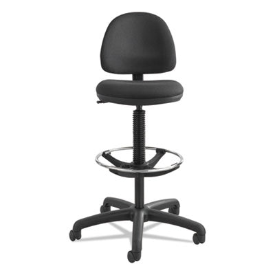 Precision Extended-Height Swivel Stool, Adjustable Footring, Supports Up to 250 lb, 23" to 33" Seat Height, Black Fabric OrdermeInc OrdermeInc