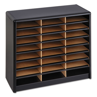 Steel/Fiberboard Literature Sorter, 24 Compartments, 32.25 x 13.5 x 25.75, Black OrdermeInc OrdermeInc