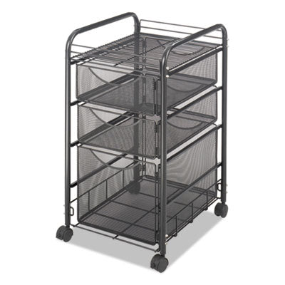 Onyx Mesh Mobile File with Two Supply Drawers, Metal, 1 Shelf, 3 Drawers, 15.75" x 17" x 27", Black OrdermeInc OrdermeInc