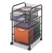 Onyx Mesh Mobile File with Two Supply Drawers, Metal, 1 Shelf, 3 Drawers, 15.75" x 17" x 27", Black OrdermeInc OrdermeInc