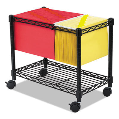 Wire Mobile File, Metal, 1 Shelf, 2 Bins, 14" x 24" x 20.5", Black OrdermeInc OrdermeInc