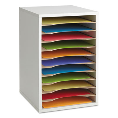 Wood Vertical Desktop Literature Sorter, 11 Compartments, 10.63 x 11.88 x 16, Gray OrdermeInc OrdermeInc