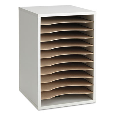 Wood Vertical Desktop Literature Sorter, 11 Compartments, 10.63 x 11.88 x 16, Gray OrdermeInc OrdermeInc