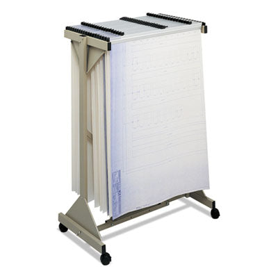 SAFCO PRODUCTS Mobile Plan Center Sheet Rack, 18 Hanging Clamps, 43.75w x 20.5d x 51h, Sand