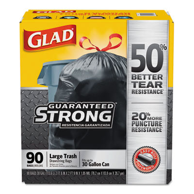 CLOROX SALES CO. Drawstring Large Trash Bags, 30 gal, 1.05 mil, 30" x 33", Black, 90/Carton - OrdermeInc