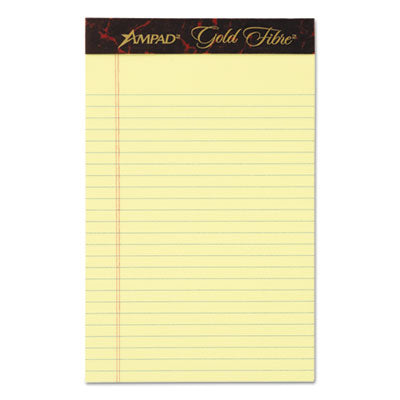 Gold Fibre Quality Writing Pads, Medium/College Rule, 50 Canary-Yellow 5 x 8 Sheets, Dozen OrdermeInc OrdermeInc