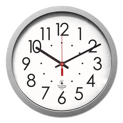 Silver Contemporary Clock, 14.5" Overall Diameter, Silver Case, 1 AA (sold separately) OrdermeInc OrdermeInc