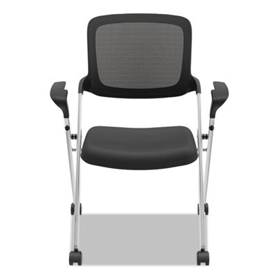 VL314 Mesh Back Nesting Chair, Supports Up to 250 lb, 19" Seat Height, Black Seat, Black Back, Silver Base OrdermeInc OrdermeInc
