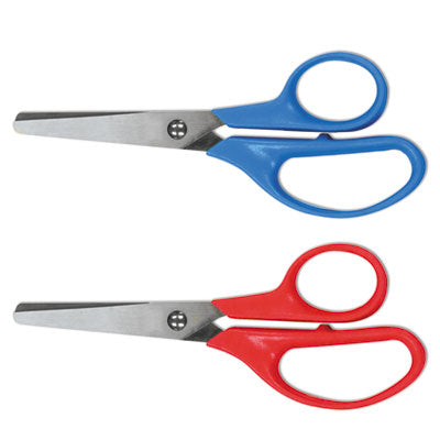 Kids' Scissors, Rounded Tip, 5" Long, 1.75" Cut Length, Assorted Straight Handles, 2/Pack OrdermeInc OrdermeInc