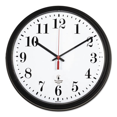 Black Quartz CONTRACT Clock, 13.75" Overall Diameter, Black Case, 1 AA (sold separately) OrdermeInc OrdermeInc