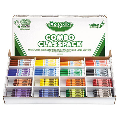 BINNEY & SMITH / CRAYOLA Crayon and Ultra-Clean Washable Marker Classpack, 8 Colors, 128 Each Crayons/Markers, 256/Box - OrdermeInc
