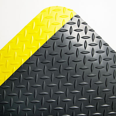 Industrial Deck Plate Anti-Fatigue Mat, Vinyl, 24 x 36, Black/Yellow Border OrdermeInc OrdermeInc