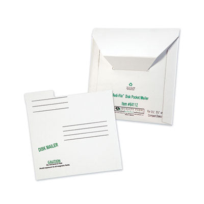 Quality Park™ Redi-File Disk Pocket/Mailer for CDs/DVDs, Square Flap, Tuck-Tab Closure, 6 x 5.88, White, 10/Pack OrdermeInc OrdermeInc