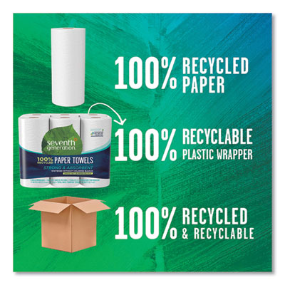 SEVENTH GENERATION 100% Recycled Paper Kitchen Towel Rolls, 2-Ply, 11 x 5.4, 140 Sheets/Roll, 6 Rolls/Pack - OrdermeInc