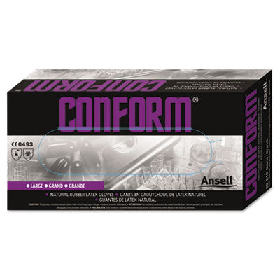 ANSELL LIMITED Conform Natural Rubber Latex Gloves, 5 mil, Large, 100/Box