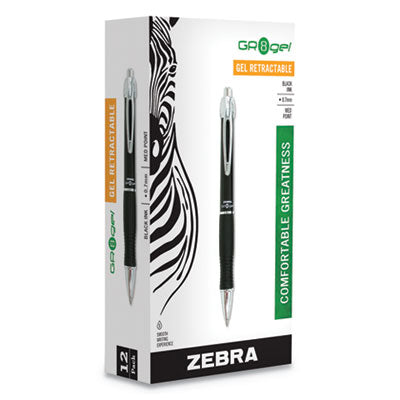 Zebra® GR8 Gel Pen, Retractable, Medium 0.7 mm, Black Ink, Black/Silver Barrel, 12/Pack OrdermeInc OrdermeInc