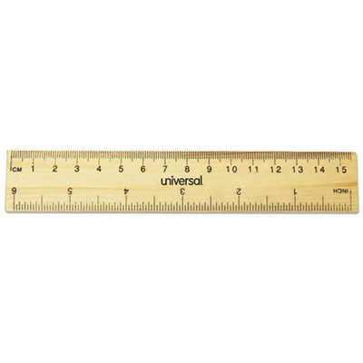 Flat Wood Ruler, Standard/Metric, 6" Long OrdermeInc OrdermeInc