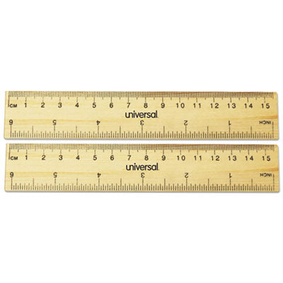 Flat Wood Ruler, Standard/Metric, 6" Long OrdermeInc OrdermeInc