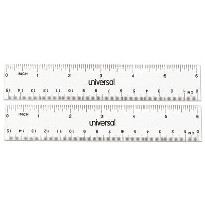 Clear Plastic Ruler, Standard/Metric, 6" Long, Clear, 2/Pack OrdermeInc OrdermeInc