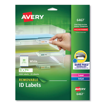 AVERY PRODUCTS CORPORATION Removable Multi-Use Labels, Inkjet/Laser Printers, 8.5 x 11, White, 25/Pack