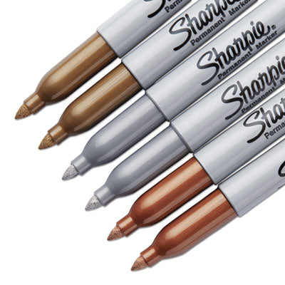 SANFORD Metallic Fine Point Permanent Markers, Fine Bullet Tip, Gold-Silver-Bronze, 6/Pack - OrdermeInc