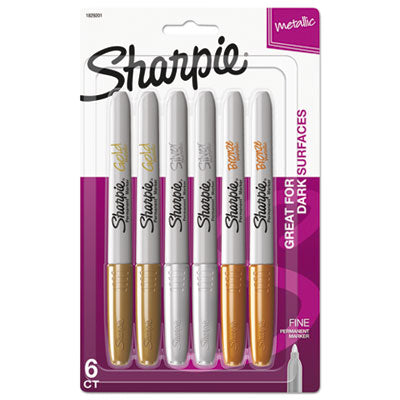 SANFORD Metallic Fine Point Permanent Markers, Fine Bullet Tip, Gold-Silver-Bronze, 6/Pack - OrdermeInc