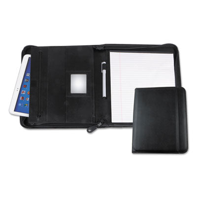 Universal® Leather Textured Zippered PadFolio with Tablet Pocket, 10 3/4 x 13 1/8, Black OrdermeInc OrdermeInc