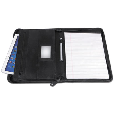 Universal® Leather Textured Zippered PadFolio with Tablet Pocket, 10 3/4 x 13 1/8, Black OrdermeInc OrdermeInc