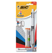 BIC CORP. 4-Color 3 + 1 Multi-Color Ballpoint Pen/Pencil, Retractable, 1 mm Pen/0.7 mm Pencil, Black/Blue/Red Ink, Gray/White Barrel