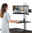 High Rise Electric Dual Monitor Standing Desk Workstation, 28" x 23" x 20.25", Black/Aluminum OrdermeInc OrdermeInc