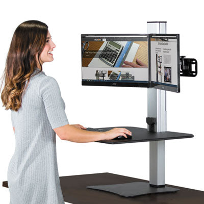 High Rise Electric Dual Monitor Standing Desk Workstation, 28" x 23" x 20.25", Black/Aluminum OrdermeInc OrdermeInc