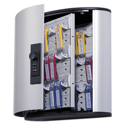 DURABLE OFFICE PRODUCTS CORP. Locking Key Cabinet, 36-Key, Brushed Aluminum, Silver, 11.75 x 4.63 x 11